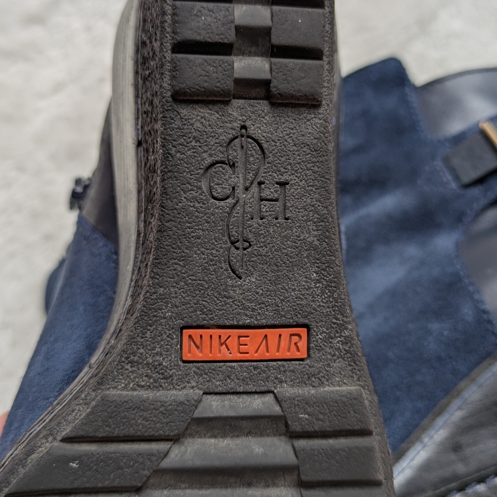 Cole Haan X Nike Air 5B Wedge Boots Dark Blue Ankle Booties Suede Leather - Picture 4 of 8